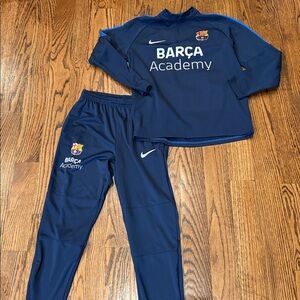Nike kids BARCA ACADEMY warm up 1/4 zip jacket and pants size large EUC